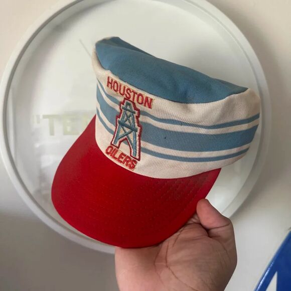 Vintage 80s NFL Houston Oilers Painters Train Cap Snapback Hat - Picture 3 of 6